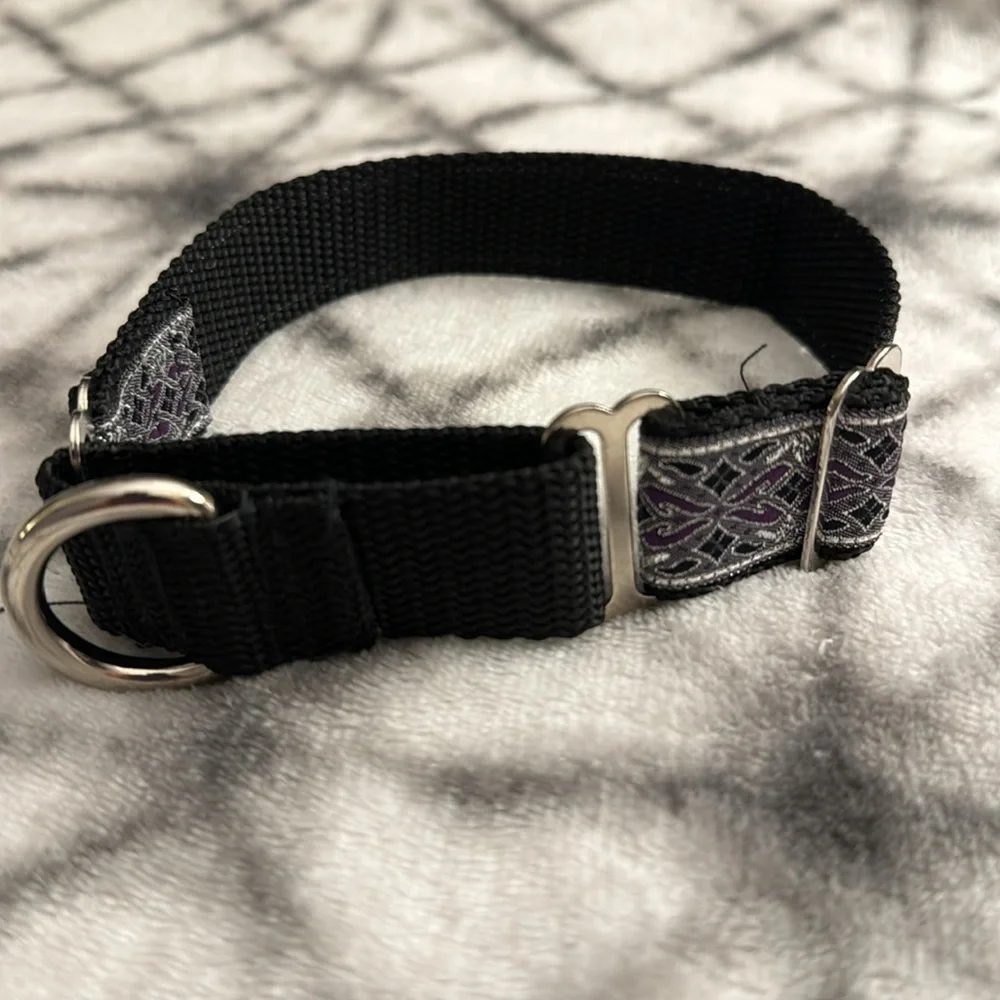 NEW Purple silver and black easy slide adjust dog collar